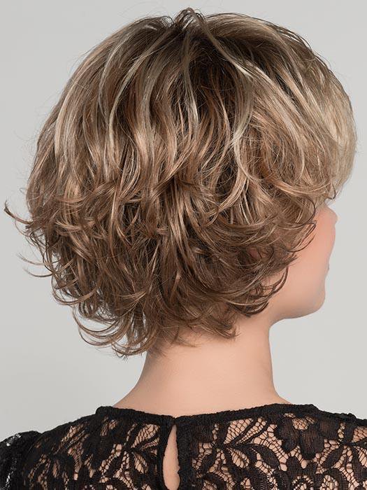 FLAIR MONO by ELLEN WILLE in CARAMEL ROOTED 20.26.14 | Medium Honey Blonde, Dark Ash Blonde, and Medium Golden Blonde blend and Dark Brown Roots