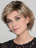 FLAIR MONO by ELLEN WILLE in CARAMEL ROOTED 20.26.14 | Medium Honey Blonde, Dark Ash Blonde, and Medium Golden Blonde blend and Dark Brown Roots