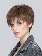 BEAT by ELLEN WILLE in CHOCOLATE ROOTED 830.6 | Medium Brown Blended with Light Auburn, and Dark Brown blends with Shaded Roots