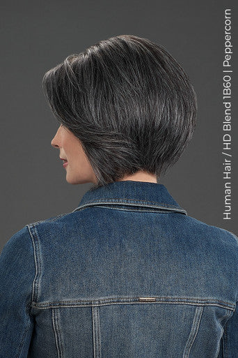 Ignite Human Hair dark grey wig back