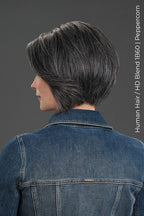 Ignite Human Hair dark grey wig back