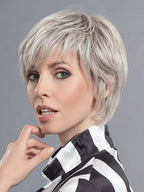 IMPULSE by ELLEN WILLE in PEARL BLONDE ROOTED 101.14.16 | Pearl Platinum, Medium Ash Blonde and Medium Blonde Blend with Shaded Roots *Image has been styled with a flat iron*