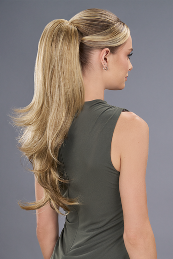 Provocative blonde ponytail extension