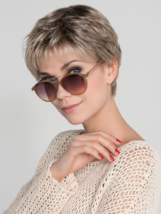 MIA MONO by ELLEN WILLE in SAND MULTI ROOTED 14.26.16 | Medium Ash Blonde and Lightest Pale Blonde with Medium Blonde Blend and Shaded Roots