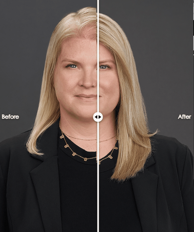 before-after Lace Human Hair 18" blonde topper alt alt-slider
