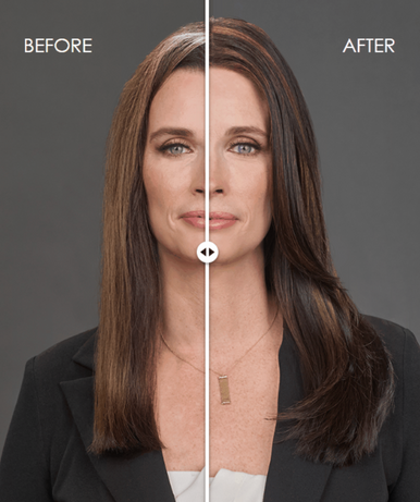 before-after Top Trend Lace HD Straight 18" brunette topper alt-slider