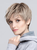 SEVEN MONO PART by ELLEN WILLE in PEARL BLONDE ROOTED 101.14.16 | Pearl Platinum, Medium Ash Blonde and Medium Blonde Blend with Shaded Roots
