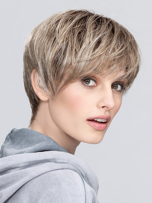 SEVEN MONO PART by ELLEN WILLE in PEARL BLONDE ROOTED 101.14.16 | Pearl Platinum, Medium Ash Blonde and Medium Blonde Blend with Shaded Roots