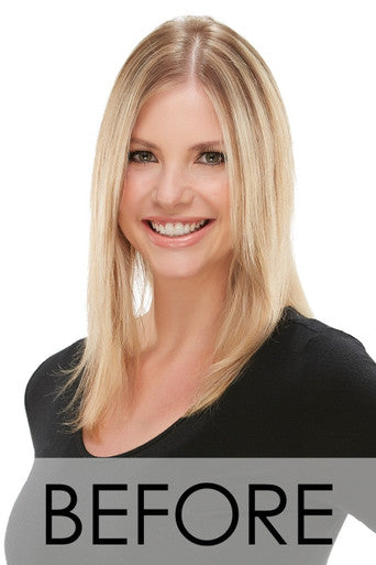 Top Form 12" blonde human hair topper before