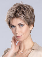TIME COMFORT by ELLEN WILLE in DARK SAND ROOTED 12.20.9 | Lightest Brown with Light Strawberry Blonde and Medium Warm Brown Blend and Shaded Roots