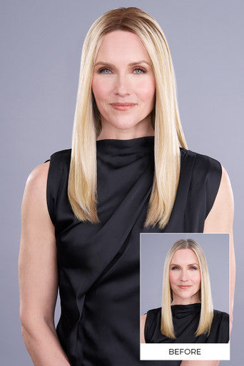 Top Trend Lace HD Straight 18" brunette topper before & after