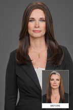 Top Trend Lace HD Straight 18" brunette topper before & after