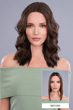 Top Trend Lace HD Wavy 14" brunette topper before and after