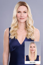 Top Trend Lace HD Wavy 18" blonde topper before & after