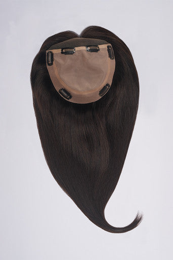Top Form Lace Human Hair 14" brunette topper flat lay