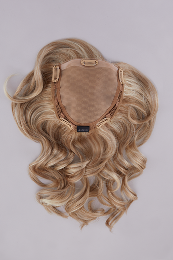 Top Level brunette hair topper flat lay