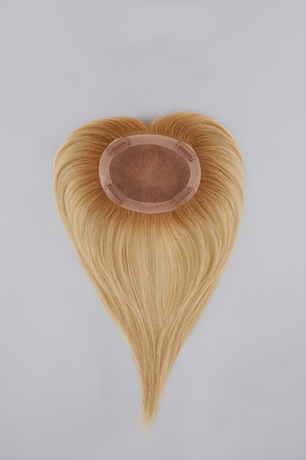 Top This 12" blonde human hair topper flat lay