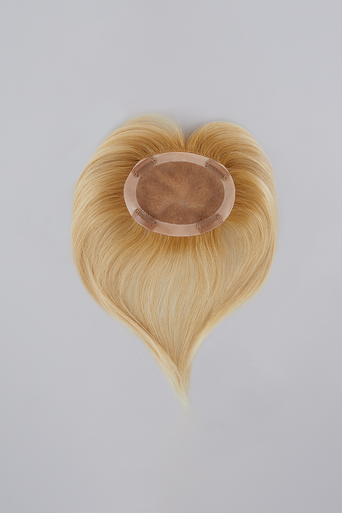 Top This 8" blonde human hair topper flat lay