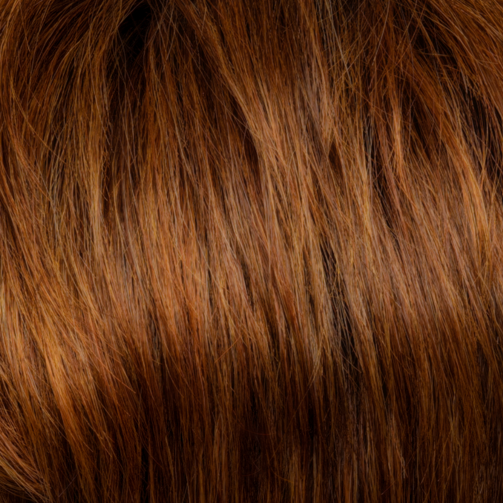 Autumn Sunrise  -  This unique shade features a rich red hue with medium brown roots, complemented by shimmering golden copper red highlights. The dynamic combination of colors adds depth and dimension, providing a transformative boost and enhancing texture with its multi-dimensional highlighted effect.