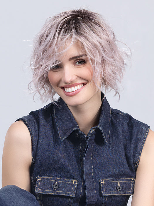 COOKIE by ELLEN WILLE in PASTEL ROSE ROOTED | Pearl Platinum and Lightest Ash Blonde with Rose Pink Blend and Shaded Roots