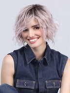 COOKIE by ELLEN WILLE in PASTEL ROSE ROOTED | Pearl Platinum and Lightest Ash Blonde with Rose Pink Blend and Shaded Roots
