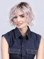 COOKIE by ELLEN WILLE in PASTEL ROSE ROOTED | Pearl Platinum and Lightest Ash Blonde with Rose Pink Blend and Shaded Roots