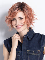 COOKIE by ELLEN WILLE in ROSE BLUSH ROOTED | Light copper, Peach, and Soft Rose Gold tones with subtle Golden Undertones and Shaded Roots