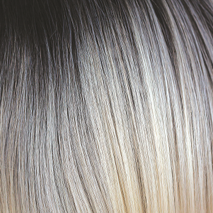Creme de Coco  -  Pale cream and dark coco in contrast with one another, a fantastically dark root which then transverses into the cream coconut and whitey blond ash tones.Â Creme de Coco is an uber, cool color which maximizes fashion flair. It is one of our high heat colors.