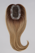 easiPart Medium HD 18" blonde hair topper flat lay