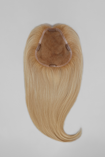 easiPart XL 18" blonde human hair topper flat lay