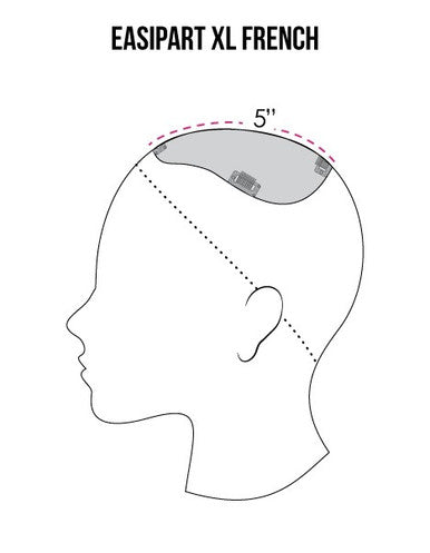 easiPart XL French 8" hair topper placement