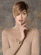 DISC by ELLEN WILLE in DARK SAND ROOTED 12.20.23.8 | Lightest/Medium Brown and Light Strawberry Blonde with Lightest Pale Blonde Blend with Shaded Roots