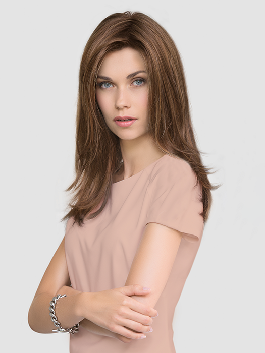 GLAMOUR MONO by ELLEN WILLE in CHOCOLATE ROOTED 830.6 | Medium Brown, Light Auburn, and Dark Brown blend with Dark Shaded Roots