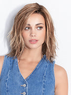 FLOW by Ellen Wille in LIGHT BERNSTEIN ROOTED 12.26.27 | Lightest Brown, Light Golden Blonde, and Dark Strawberry Blonde Blend with Shaded Roots