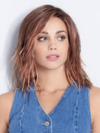 FLOW by Ellen Wille in ROSEWOOD LIGHTED | Medium Brown, Caramel, and Rose Gold blend with Highlights Throughout and Concentrated in the Front with Shaded Roots