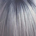 Pastel Blue-R  -  A cool pale pastel blue with hues of white. This Pastel Blue-R color has the palest of mineral blue highlights and silver shadows graduating from a dark blue sapphire root giving depth and definition.