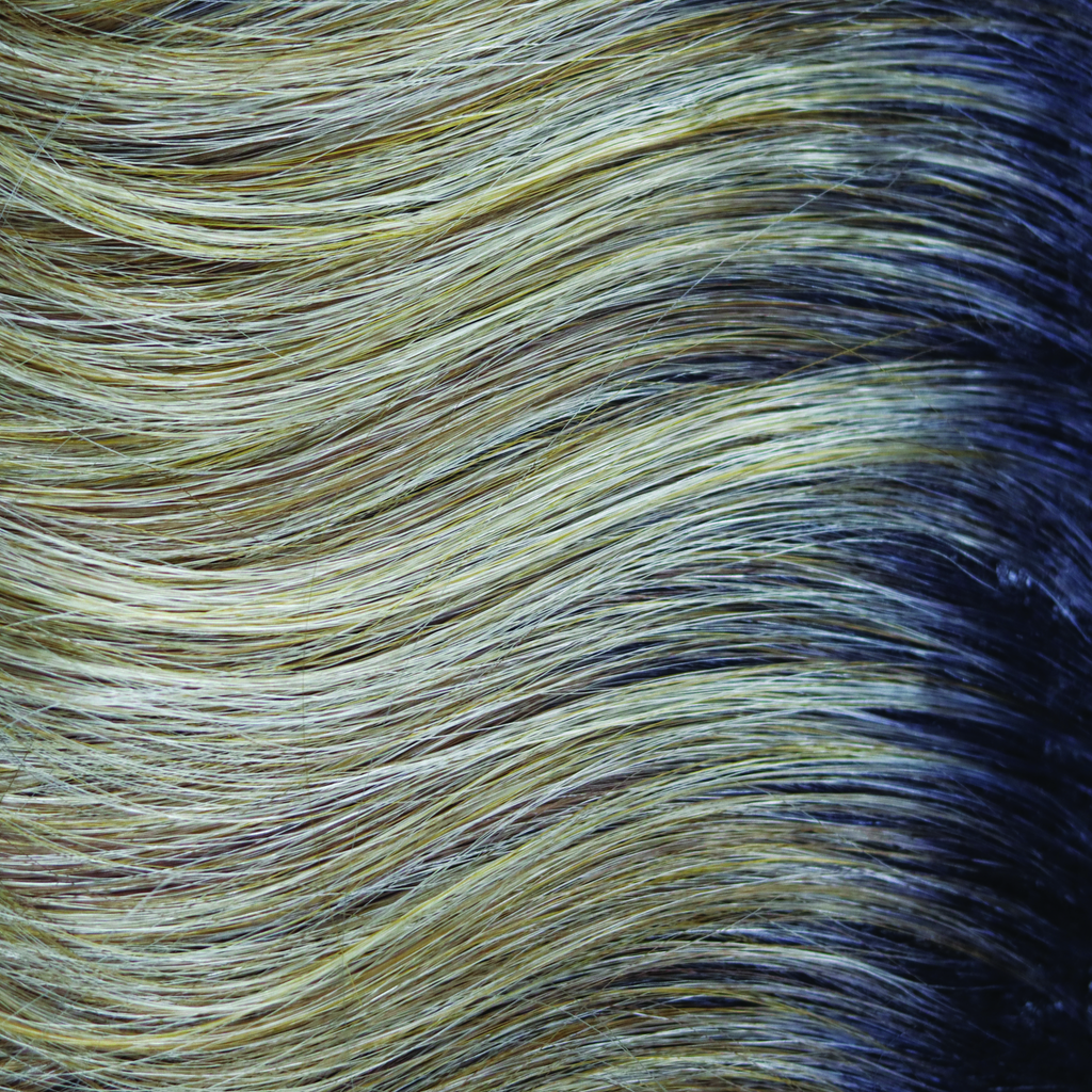 Peanutbutter Swirl  -  A rooted classy medium blond with pearl beige slices and tones of medium warm peanut butter slices and honeysuckle blonds. Peanut Butter Swirl is a deliciously warm color!