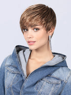 POINT by Ellen Wille in LIGHT BERNSTEIN ROOTED 12.26.830 | Lightest Brown, Medium Golden Blonde, Medium Brown, and Light Auburn Blended with Dark Roots