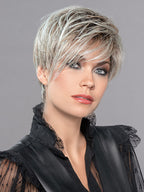 LINK by ELLEN WILLE in PASTEL MINT ROOTED | Peal Platinum and Light Neutral Blonde with subtle Mint Green Hues and a Medium Brown Base with Shaded Roots
