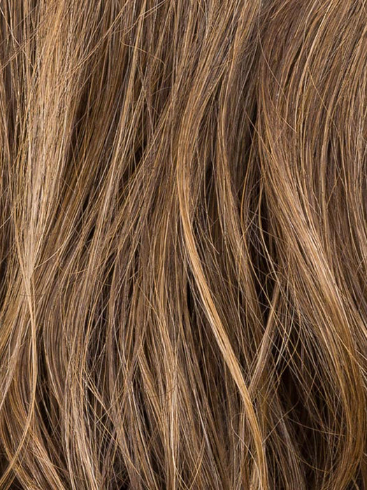 MOCCA LIGHTED 830.9.16 | Medium Brown Blended with Light Auburn, Medium Warm Brown and Medium Blonde Blend with Highlights Throughout and Concentrated in the Front